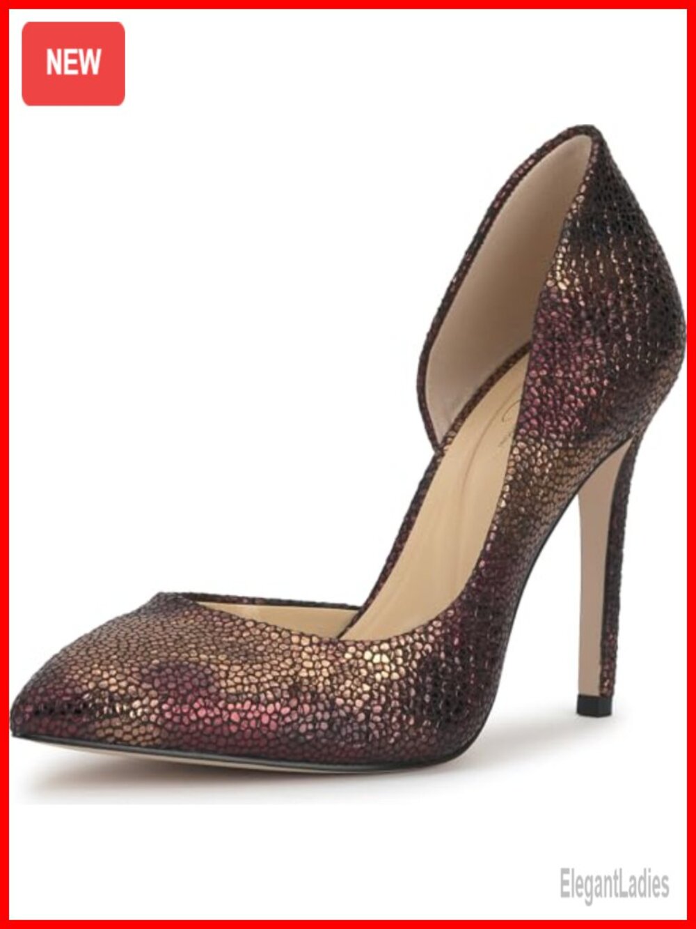 Jessica Simpson Prizma D'Orsay Pump, Faux Leather, Pointed Toe Stiletto Heel